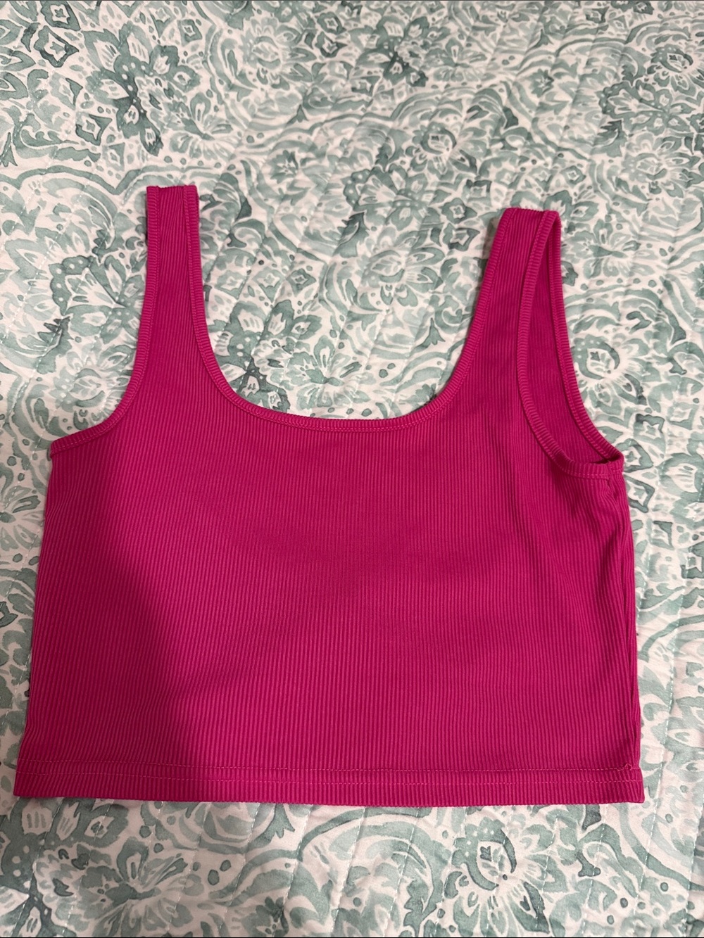 SHEIN Hot Pink Ribbed Crop Tank